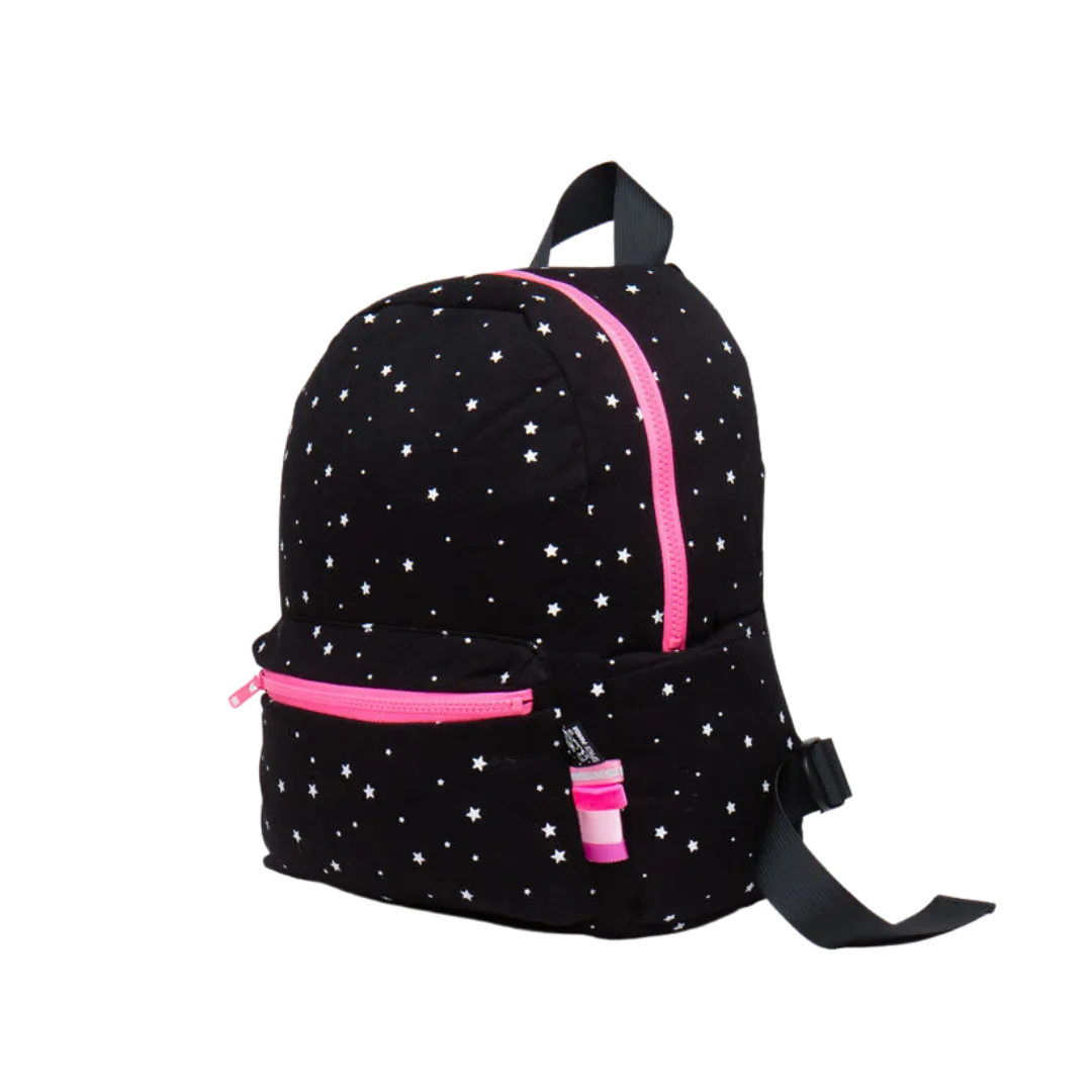 Black With White Stars pink zipper Backpack