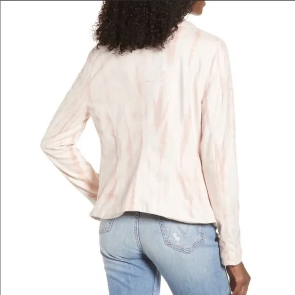 Blank NYC Pink Tie Dye Faux Suede Drape Front Moto Jacket Size Medium
