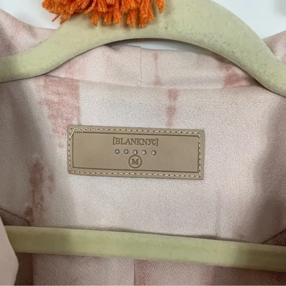 Blank NYC Pink Tie Dye Faux Suede Drape Front Moto Jacket Size Medium