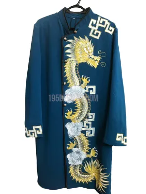 Blue Ao Dai Men - Xanh Rồng Nam Vải Cao Cấp
