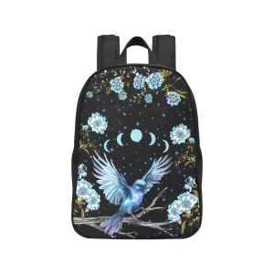 Blue Bird Backpack, Boho Bookbag (Select Size), Cottagecore bag, Song Bird, Floral, Celestial