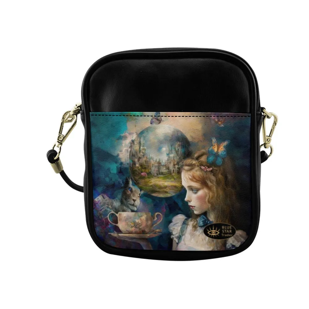 Blue Dark #6 Alice in Wonderland Mini Phone Purse - Crossbody Sling Bag