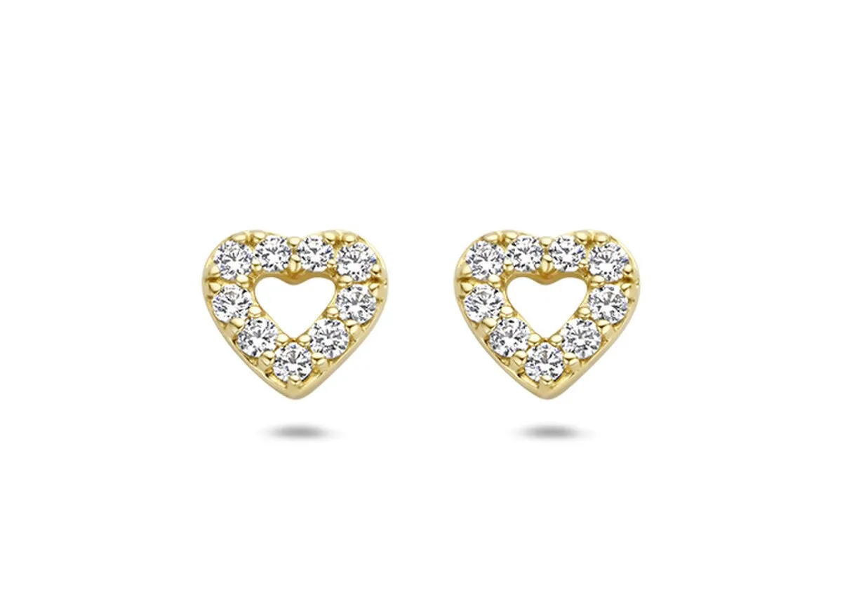 Blush - Boucles d'oreilles Cœurs - Or Jaune 14k, Zircon (7299YZI)