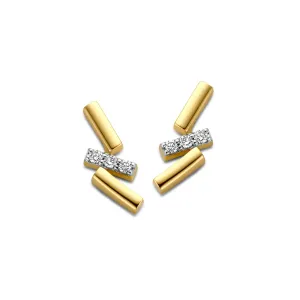 Boucles contre l'oreille - Or Jaune et Blanc, Diamants (065771/A)