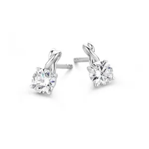 Boucles d'oreilles contre l'oreille - Or Blanc, Zircons (GO2983WZ)