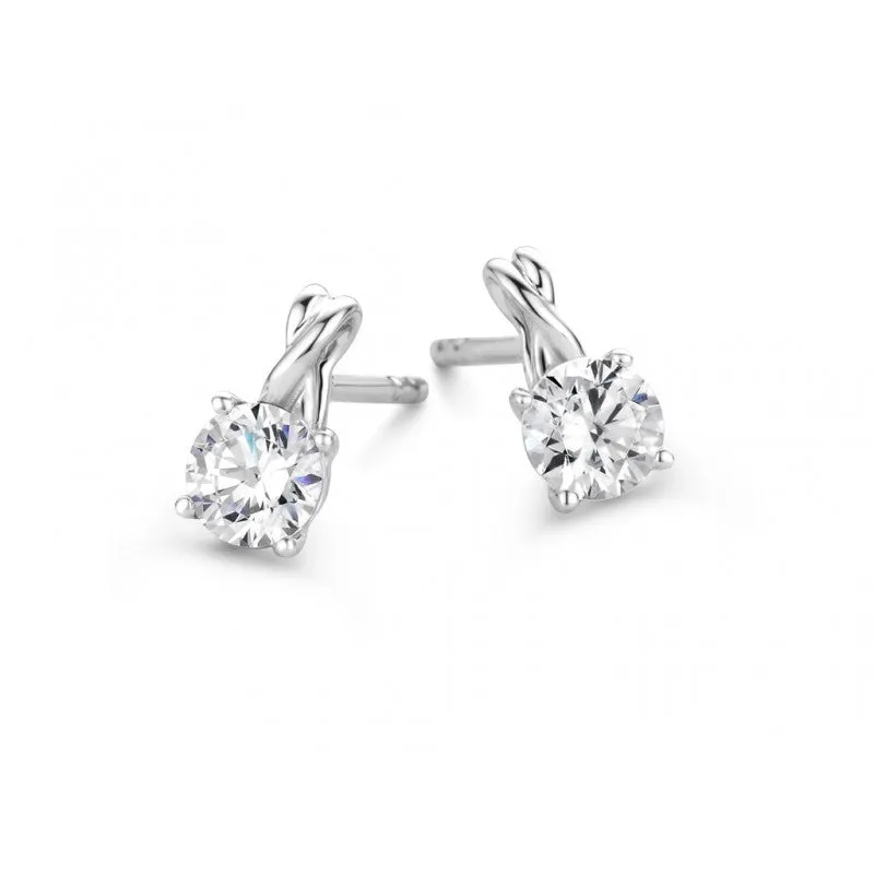 Boucles d'oreilles contre l'oreille - Or Blanc, Zircons (GO2983WZ)