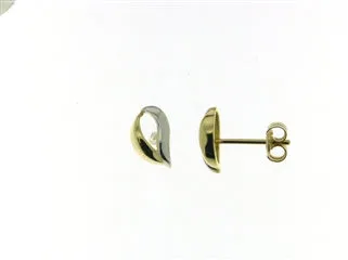 Boucles d'oreilles contre l'oreille - Or Jaune et Blanc (058997)