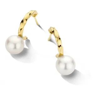 Boucles d'oreilles contre l'oreille - Or Jaune, Perle (GO3394GE)
