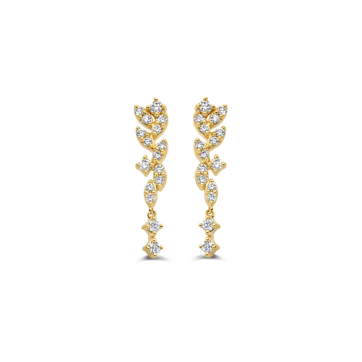 Boucles d'oreilles pendantes - Or Jaune et Diamants (067207A)