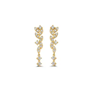 Boucles d'oreilles pendantes - Or Jaune et Diamants (067207A)