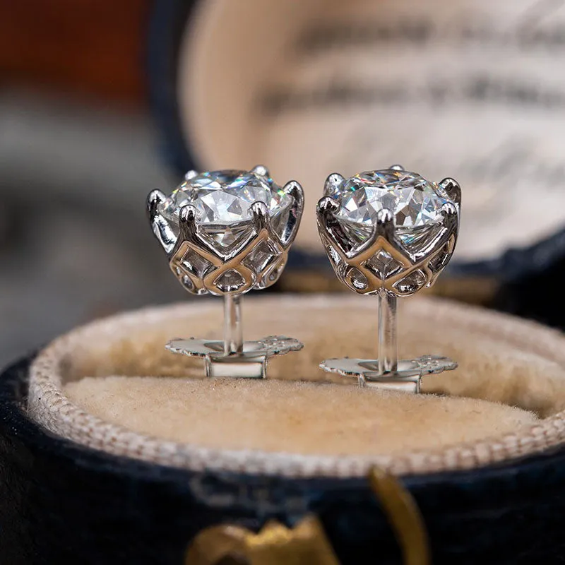Brilliant Round Cut Moissanite Diamond Stud Earrings