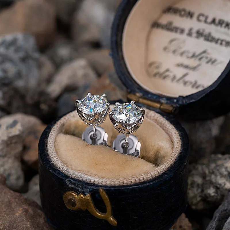 Brilliant Round Cut Moissanite Diamond Stud Earrings