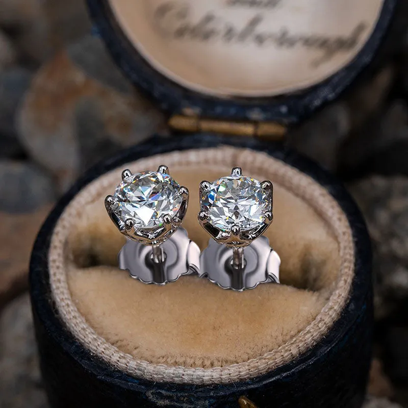 Brilliant Round Cut Moissanite Diamond Stud Earrings