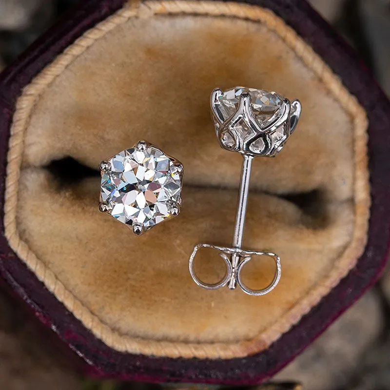 Brilliant Round Cut Moissanite Diamond Stud Earrings
