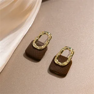 Brown Polystyrene & 18K Gold-Plated Handbag Drop Earrings