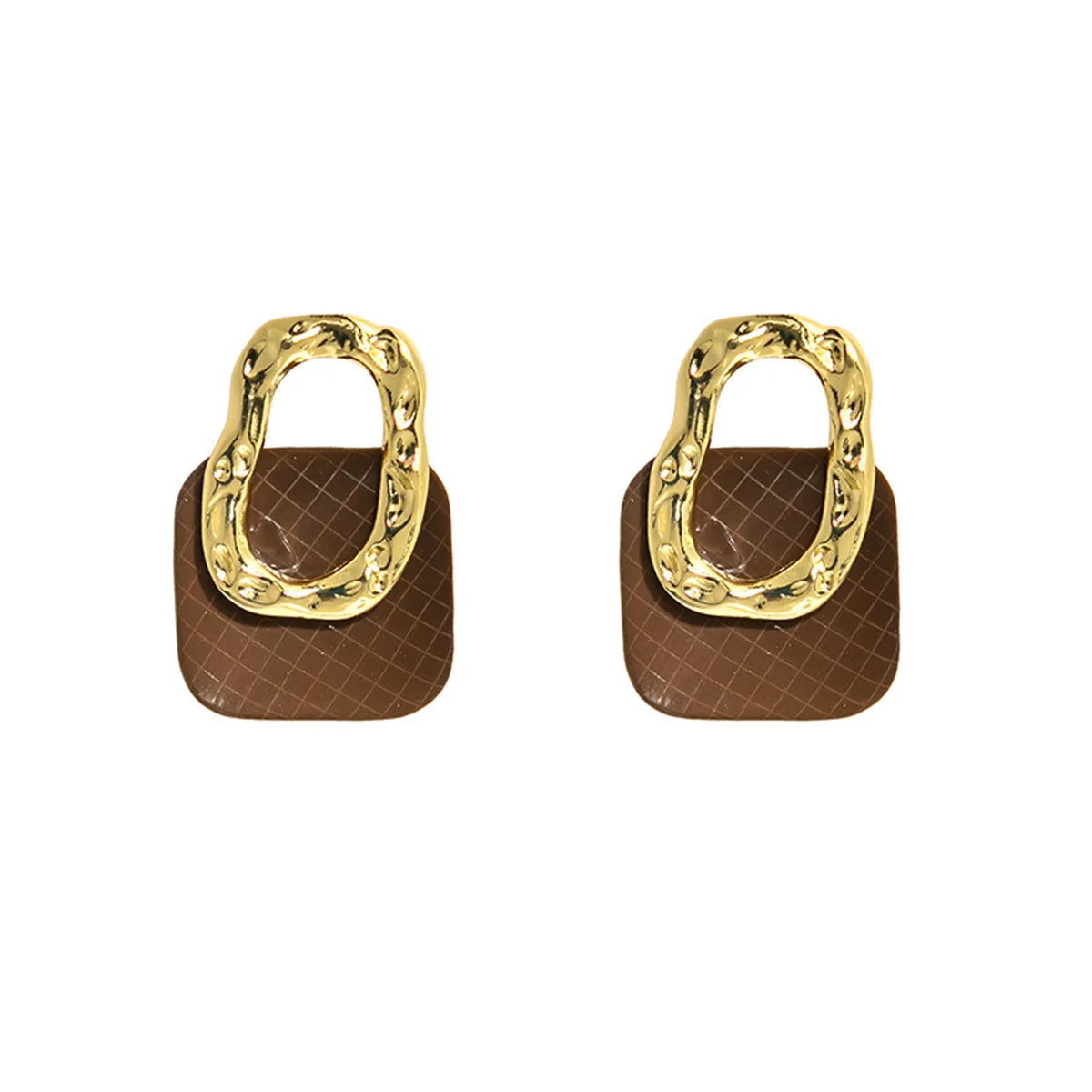 Brown Polystyrene & 18K Gold-Plated Handbag Drop Earrings
