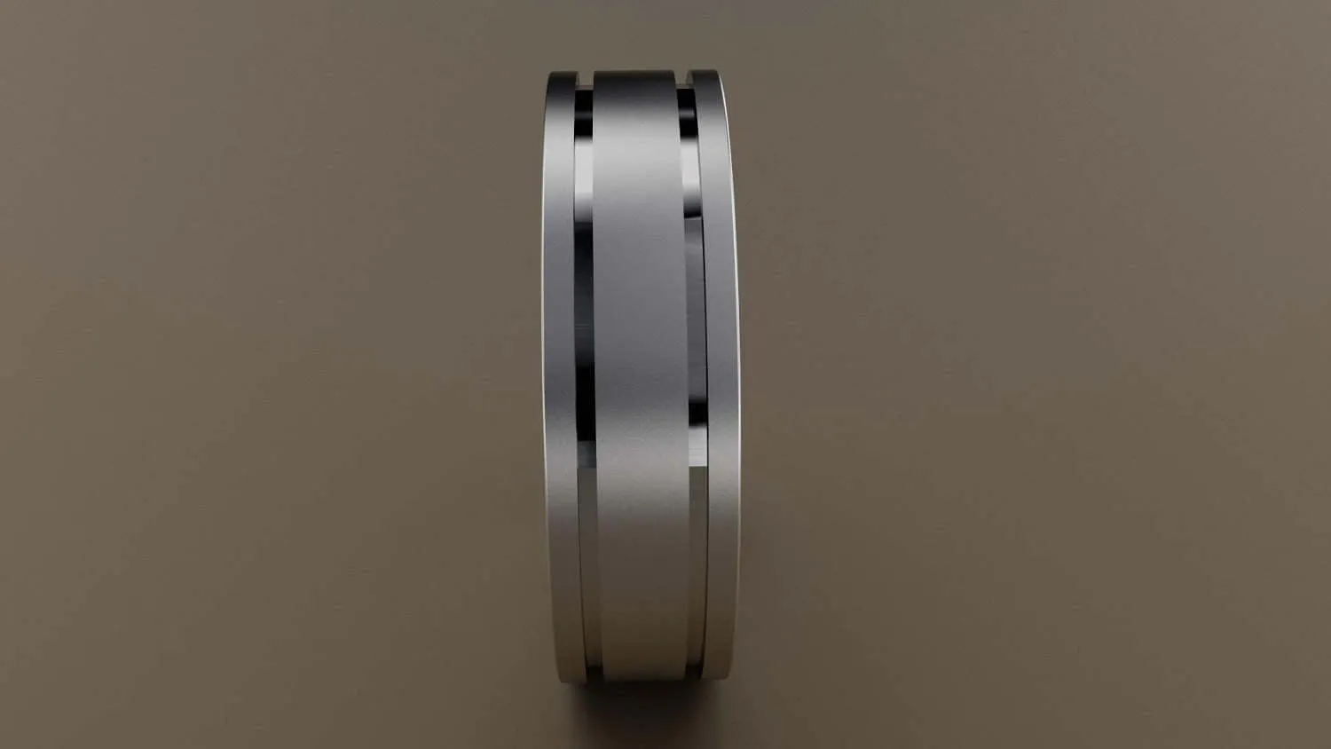 Brushed White Gold 6mm Double Groove Wedding Band