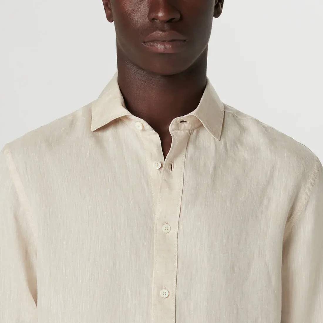 Bugatchi Axel Linen Long Sleeve Shirt - Beige