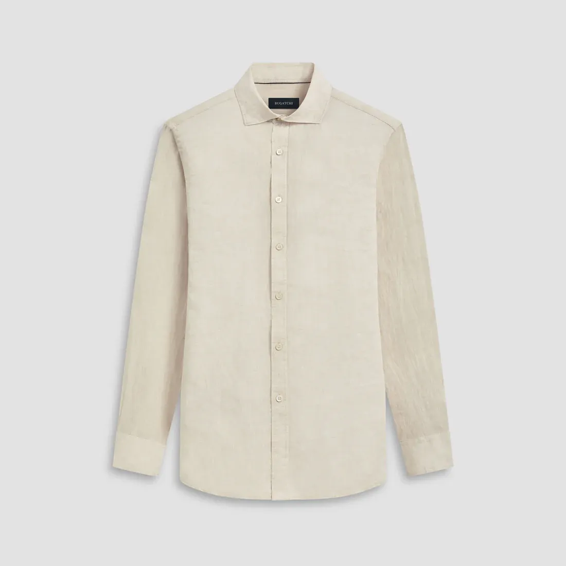 Bugatchi Axel Linen Long Sleeve Shirt - Beige