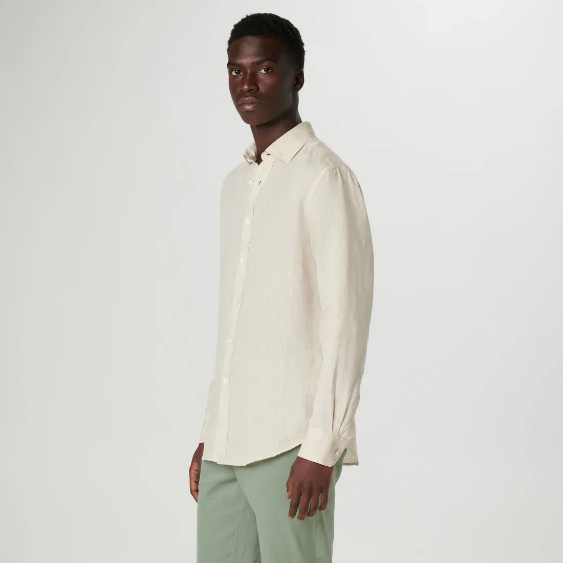 Bugatchi Axel Linen Long Sleeve Shirt - Beige