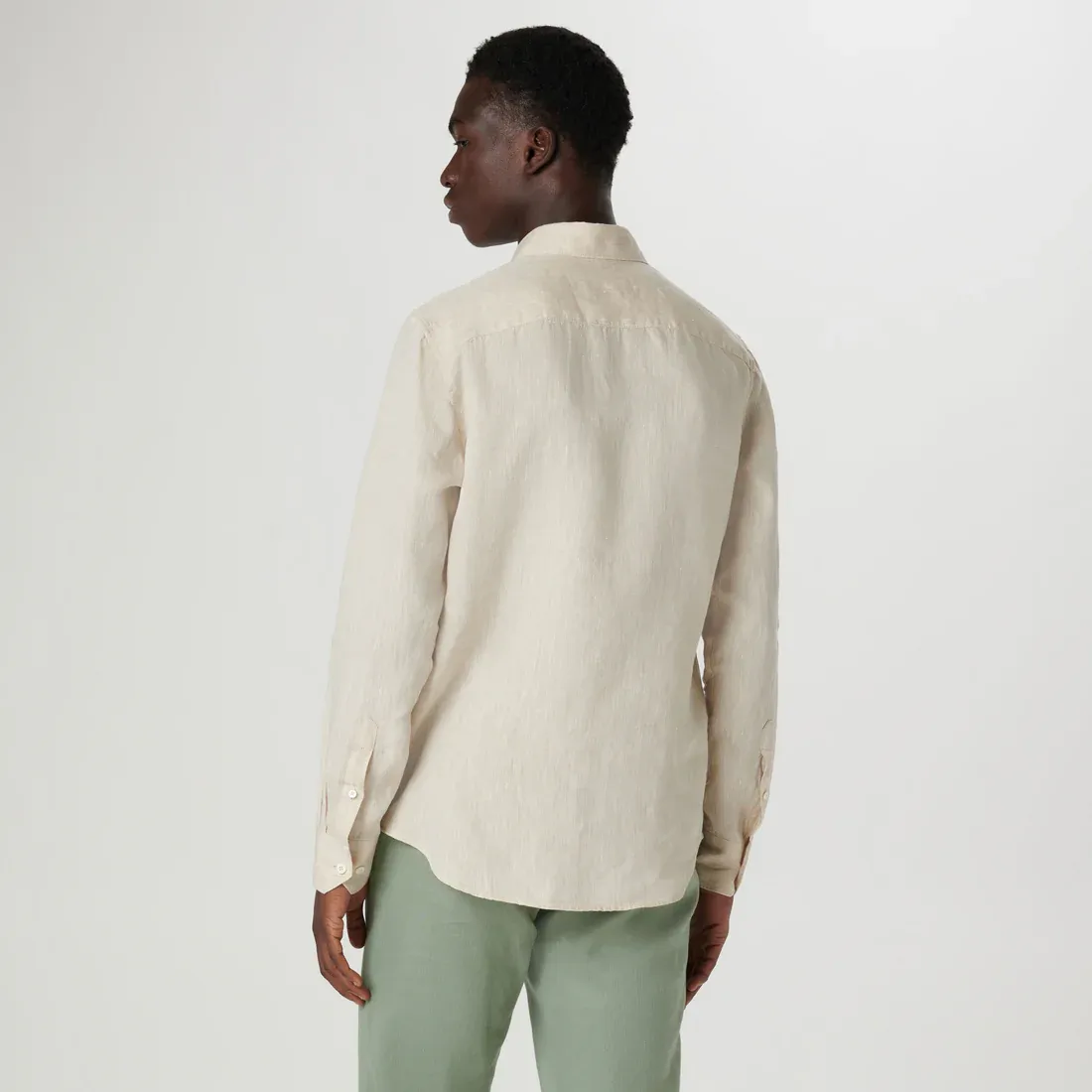 Bugatchi Axel Linen Long Sleeve Shirt - Beige