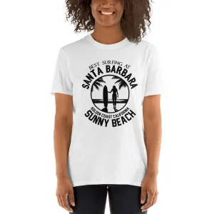 Buy Best Surfing at Santa Barbara Golden Coast California Sunny Beach T-shirt for Women in White