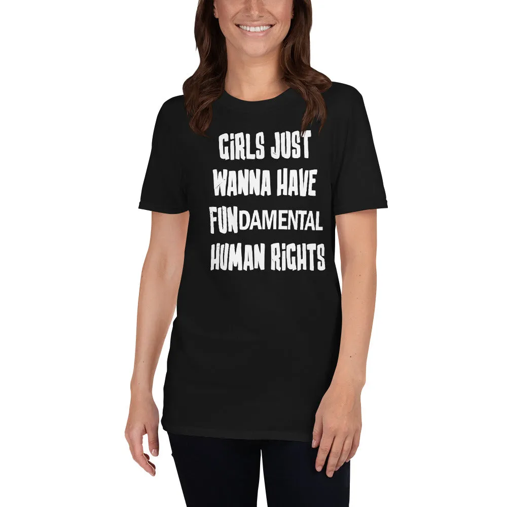 Buy Girls Just Wanna Have Fundamental Human Rights T-Shirt for Women in Black
