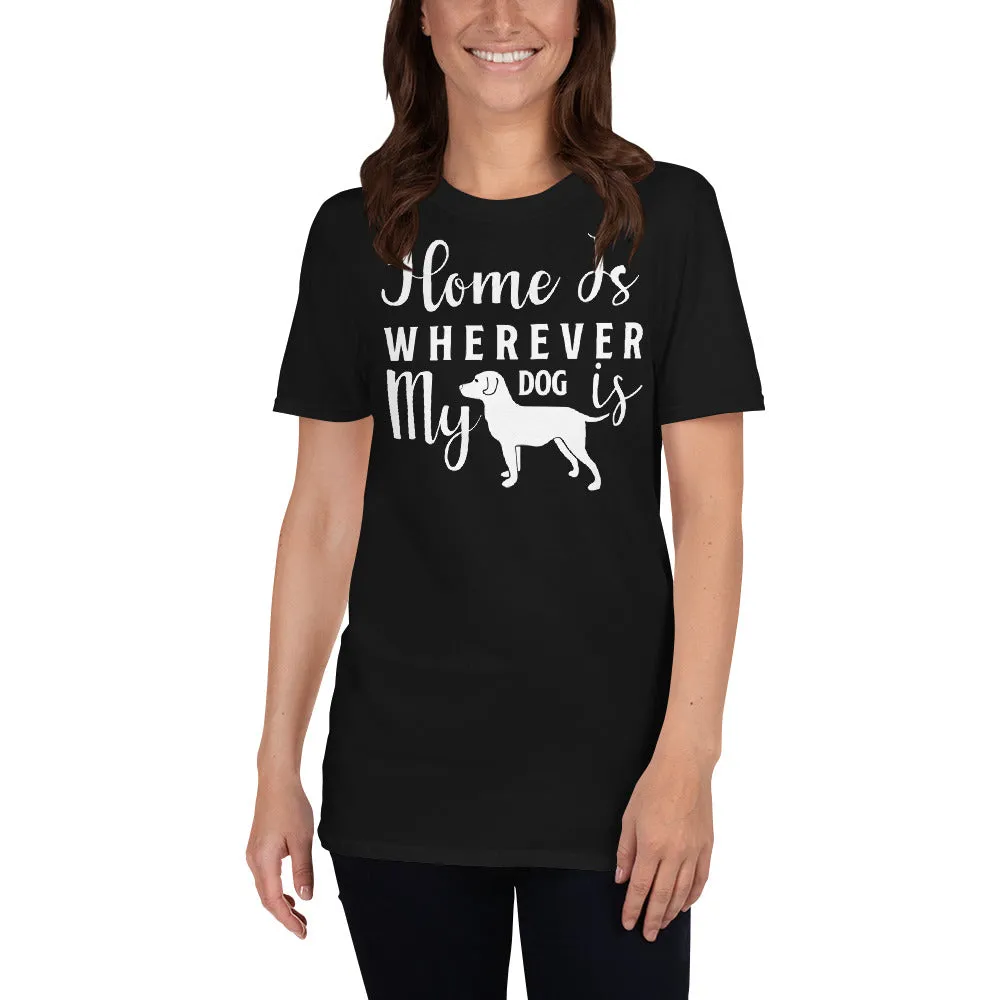 Buy Home Is Wherever My Dog T-shirt for Women in Black