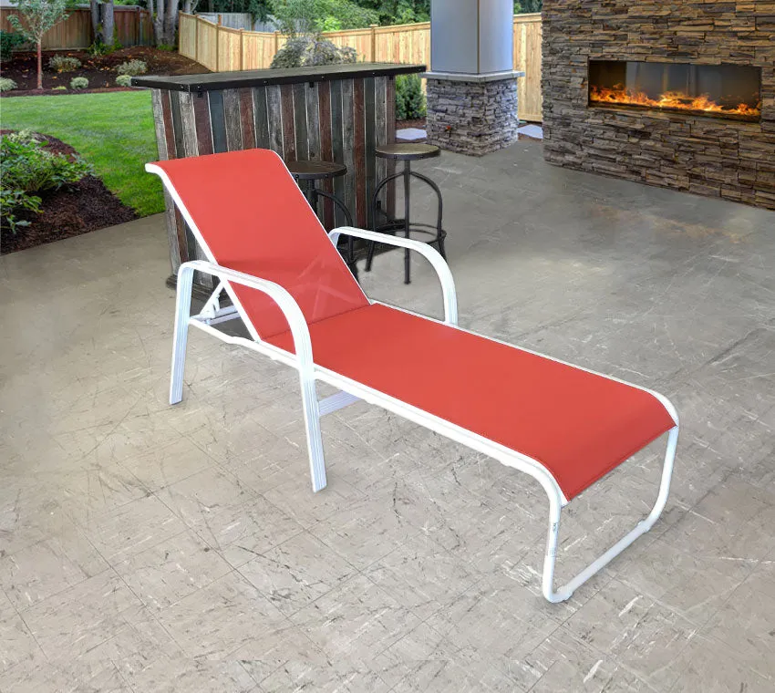 Cabo Sling Chaise Lounge in White & Salsa