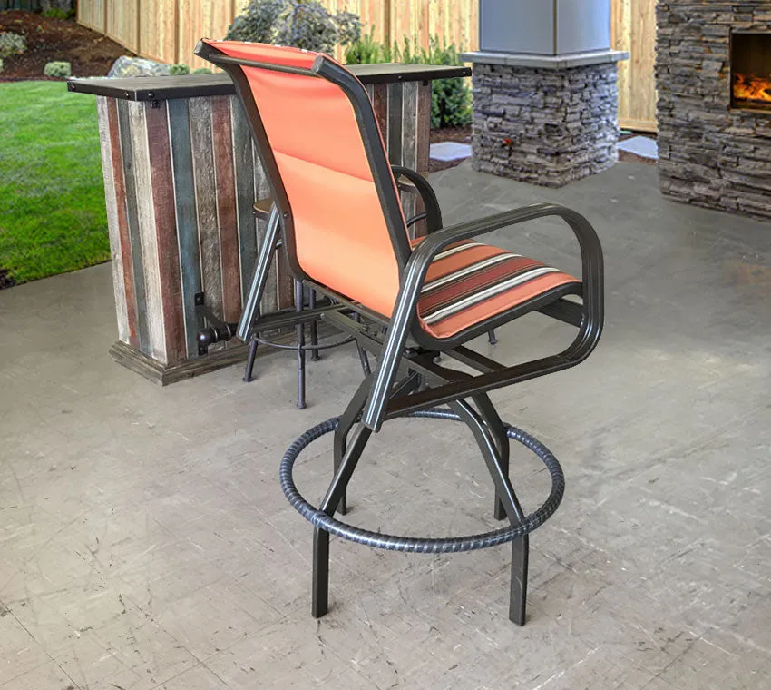 Cabo Sling Swivel Bar Chair in Sail Away Tamale Stripe