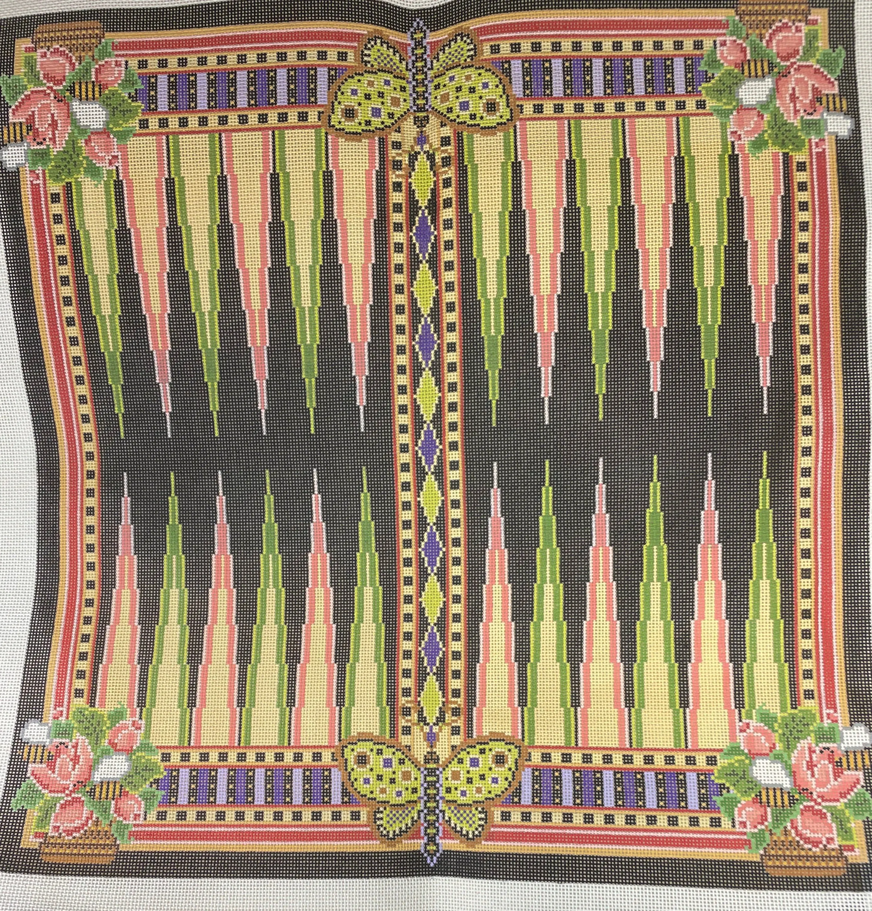 CanvasWorks Traditions BB1 Christmas Roses Backgammon Board with accoutrements