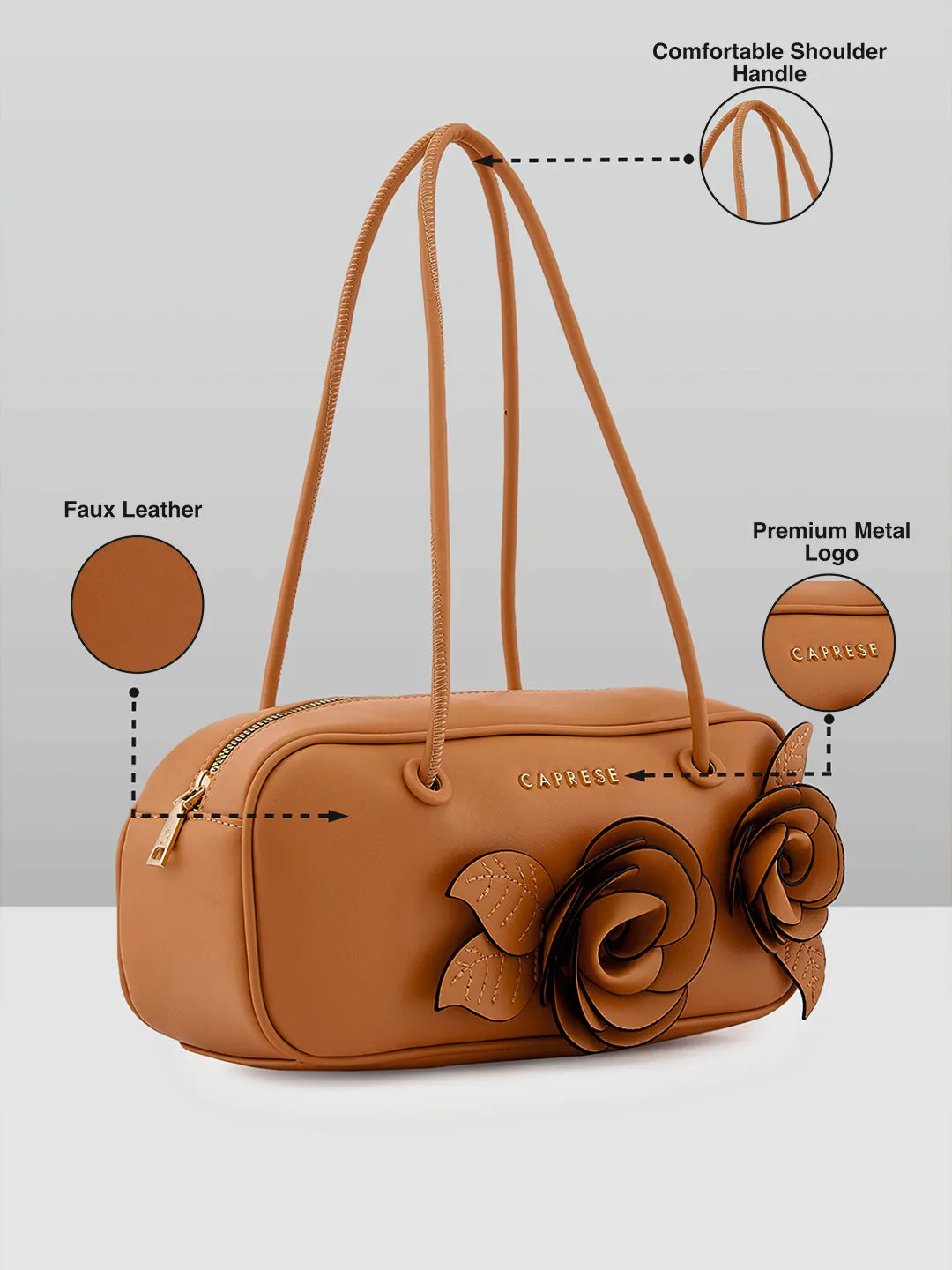 Caprese Bloom Medium Apricot Satchel Bag