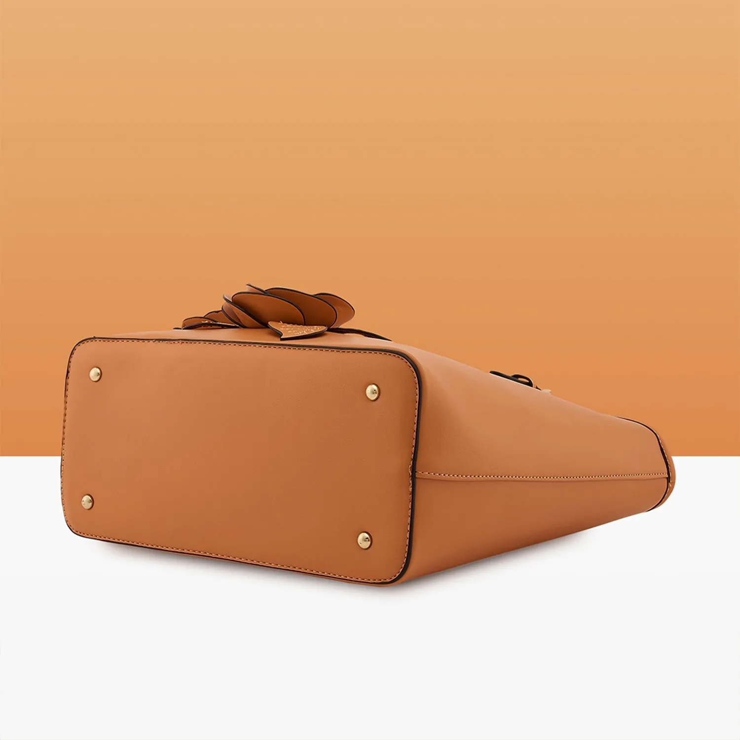 Caprese Bloom Medium Apricot Satchel Bag