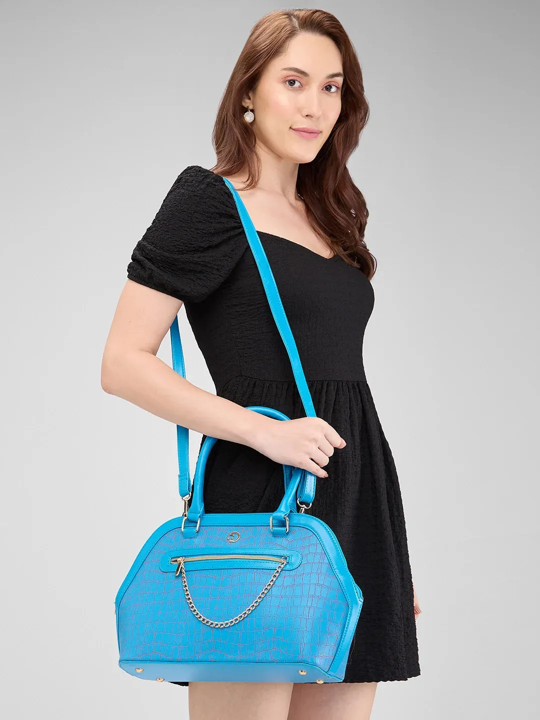 Caprese Mist Large Blue Satchel Bag