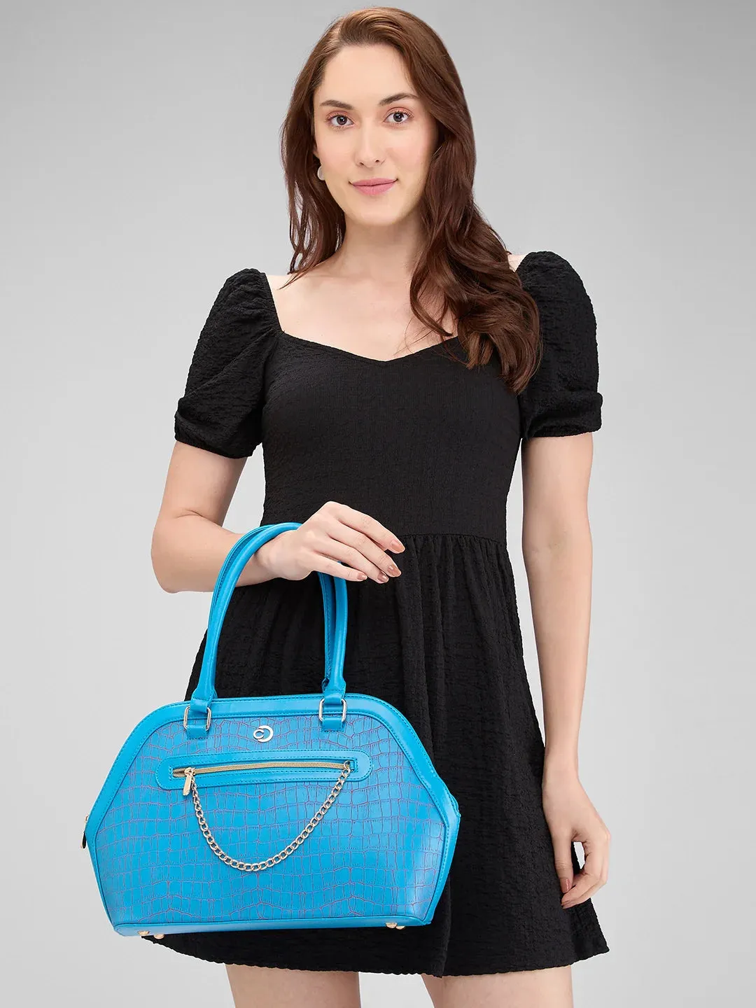 Caprese Mist Large Blue Satchel Bag