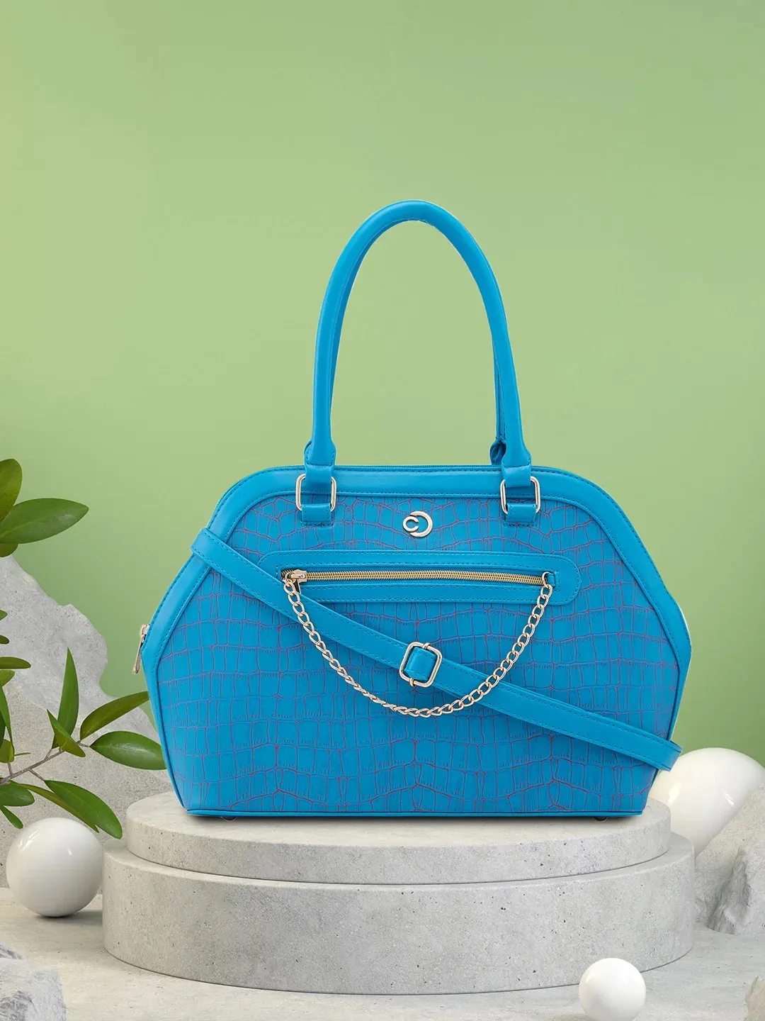 Caprese Mist Large Blue Satchel Bag