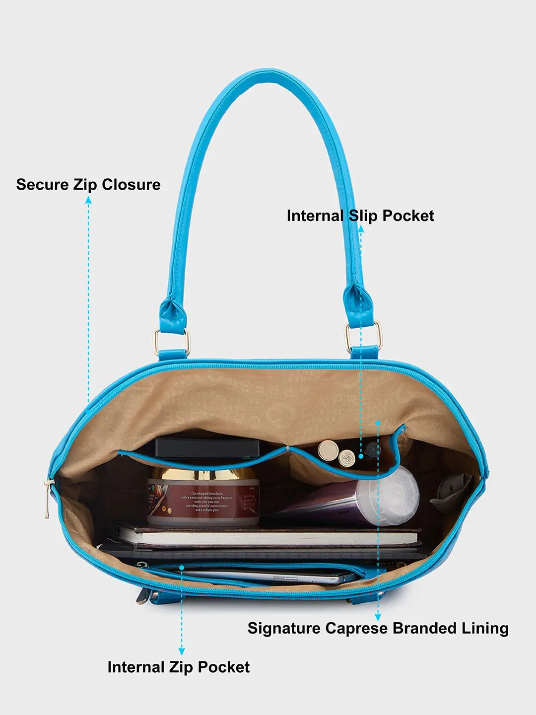 Caprese Mist Large Blue Satchel Bag