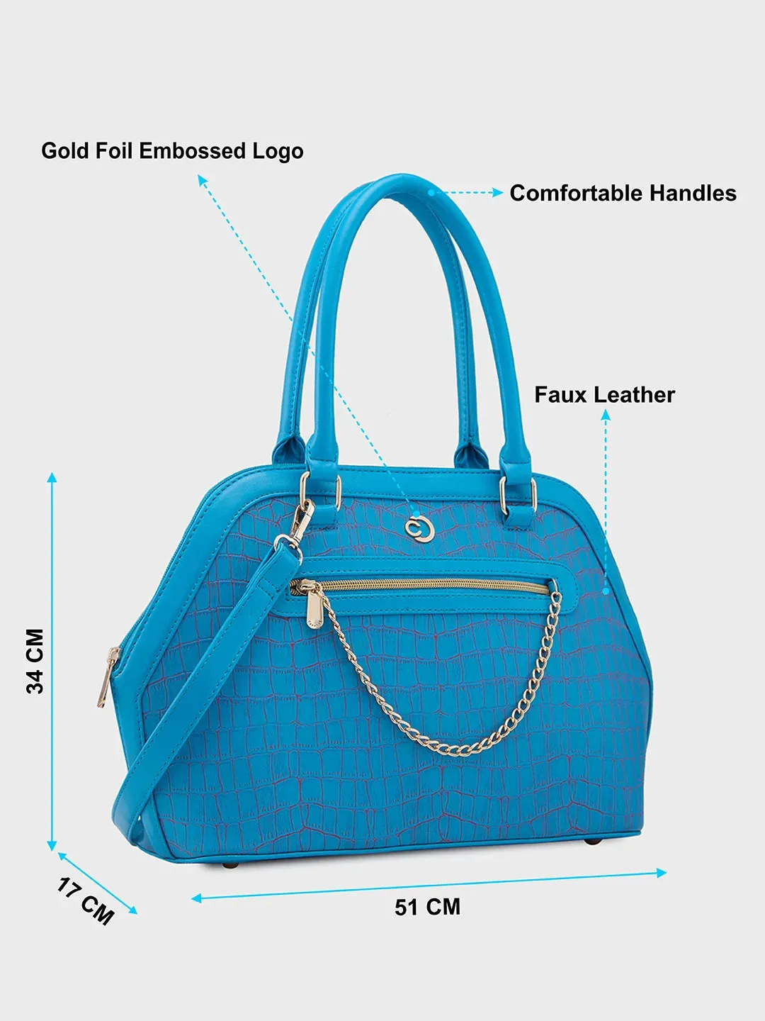 Caprese Mist Large Blue Satchel Bag