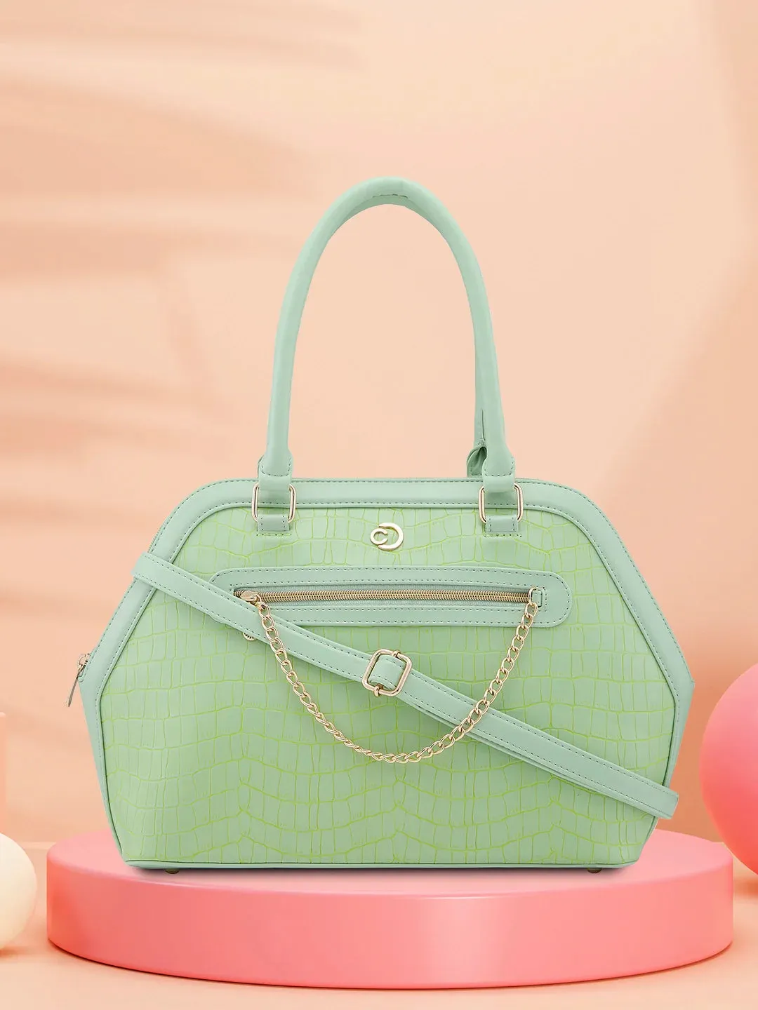 Caprese Mist Large Mint Satchel Bag
