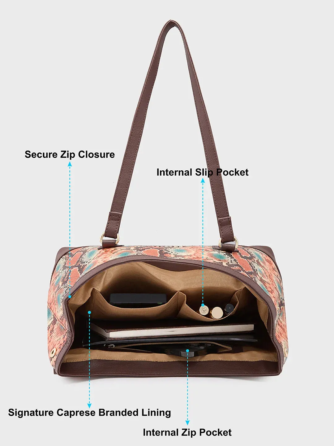 Caprese Vittoria Large Brown Satchel Bag