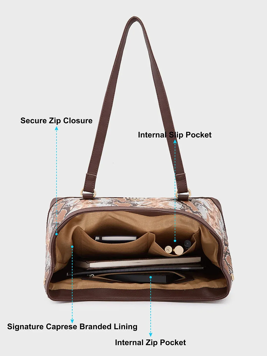 Caprese Vittoria Large Chocolate Satchel Bag
