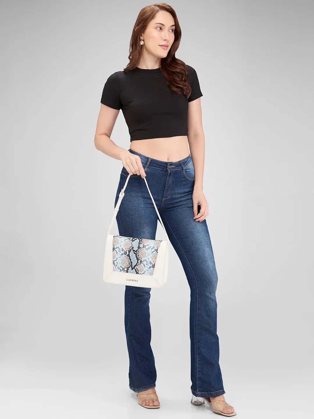Caprese Vittoria Medium Off White Satchel Bag