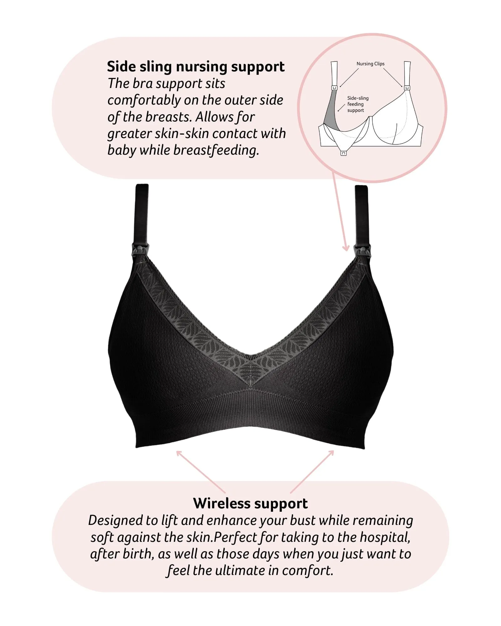 Caress Bamboo Nursing Bra - Black