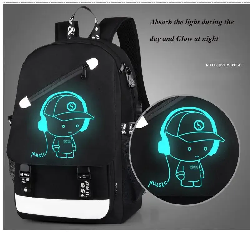 Cartoon Backpack Boys School Backpack Student Luminous Animation USB Charge School Bags Teenager Schoolbag Bagpack Rucksack