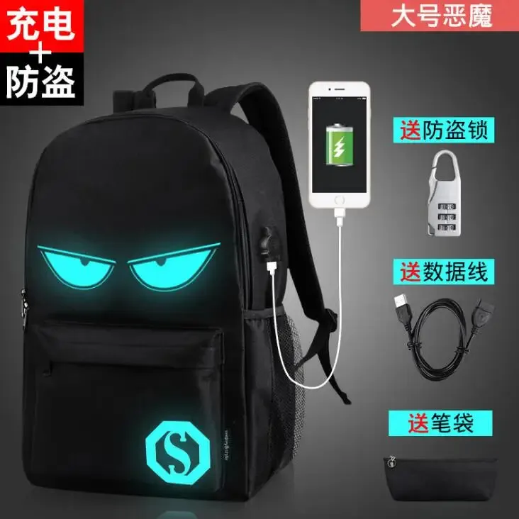 Cartoon Backpack Boys School Backpack Student Luminous Animation USB Charge School Bags Teenager Schoolbag Bagpack Rucksack