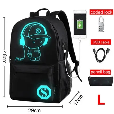 Cartoon Backpack Boys School Backpack Student Luminous Animation USB Charge School Bags Teenager Schoolbag Bagpack Rucksack