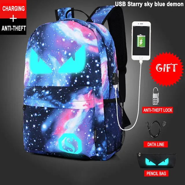 Cartoon Backpack Boys School Backpack Student Luminous Animation USB Charge School Bags Teenager Schoolbag Bagpack Rucksack