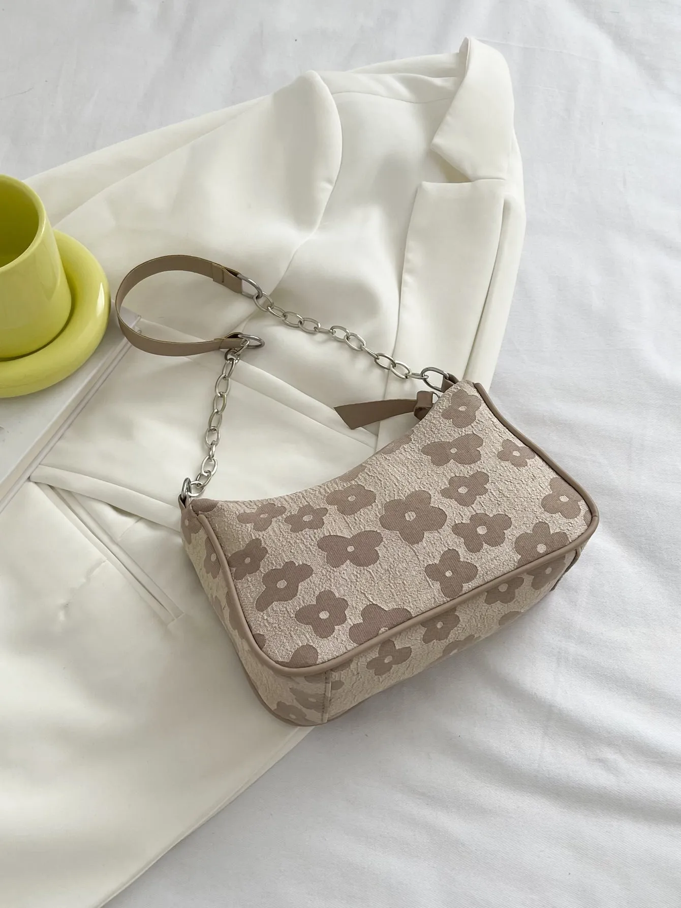 Casual Flowers Floral Jacquard Chain Bag