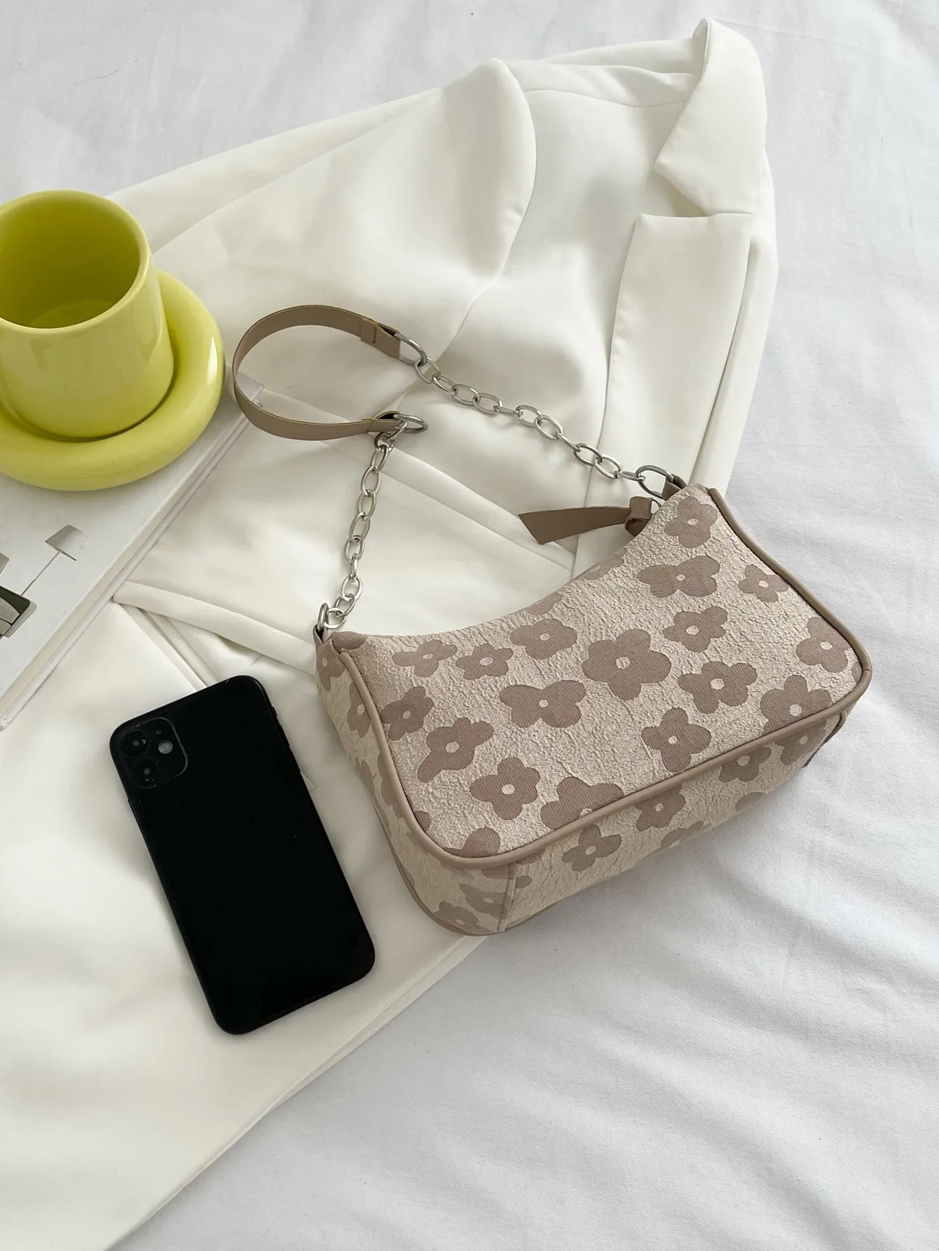 Casual Flowers Floral Jacquard Chain Bag