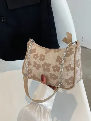 Casual Flowers Floral Jacquard Chain Bag